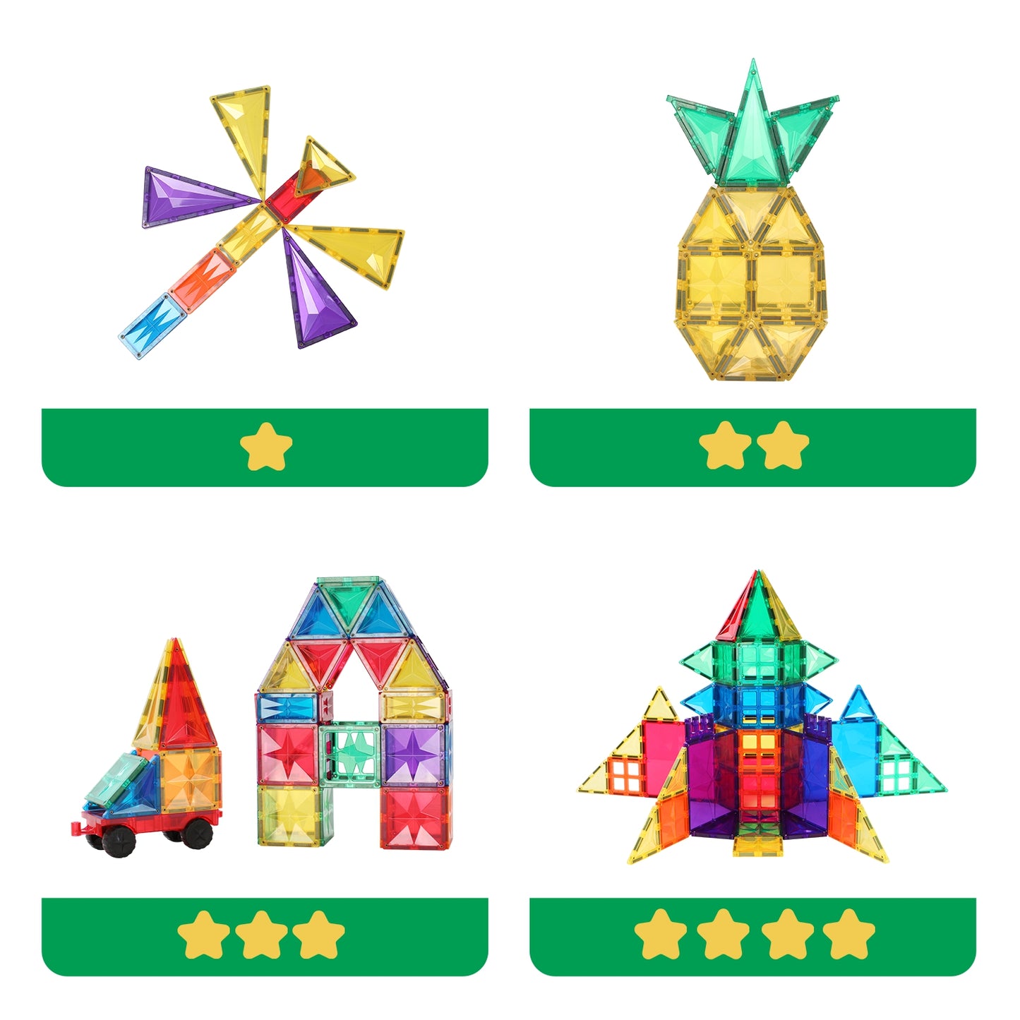 62pc Rainbow Magnetic Tiles Set