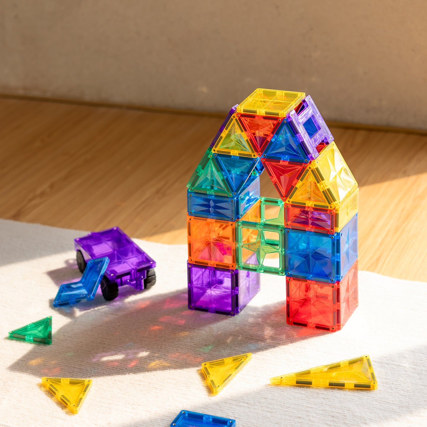 62pc Rainbow Magnetic Tiles Set