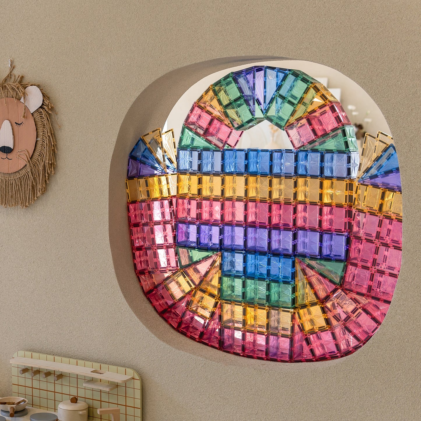 62pc Rainbow Magnetic Tiles Set