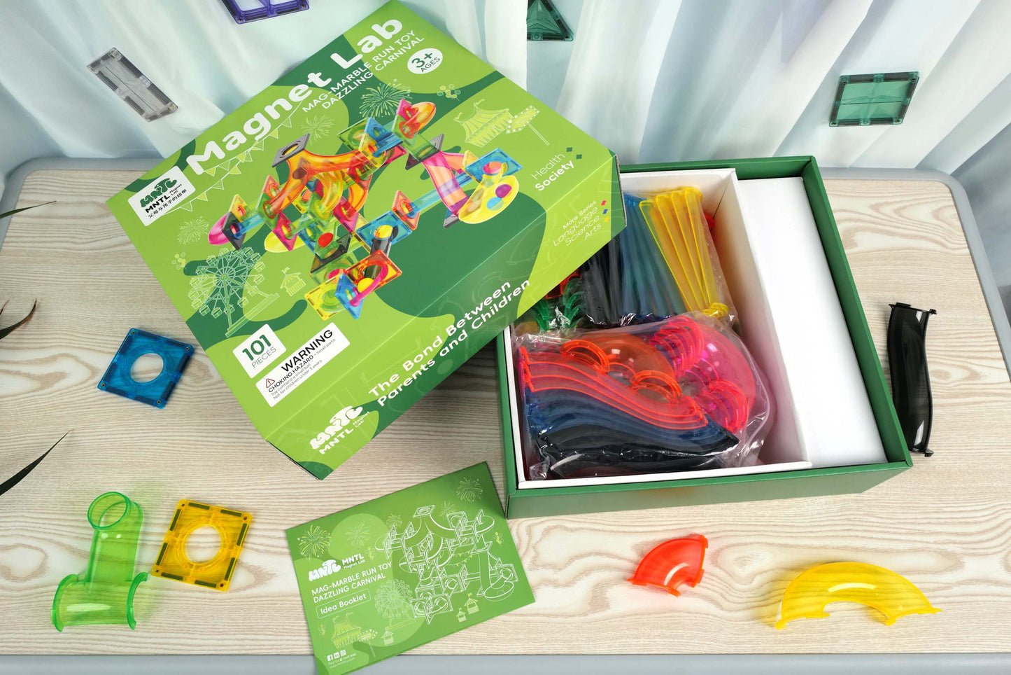 Magnetic Tiles Marble Run 101 pcs Fluorescent color
