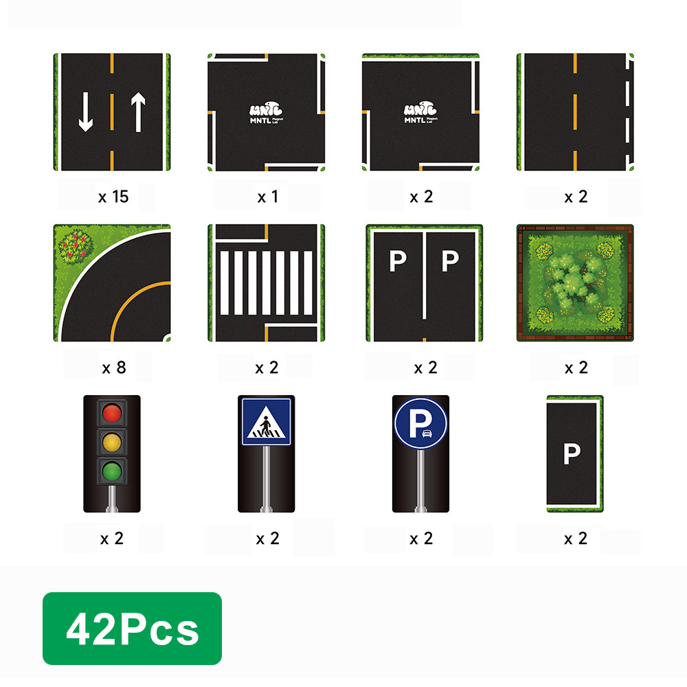 42Pcs Magnetic Topper Road Tiles Pack 3yrs+