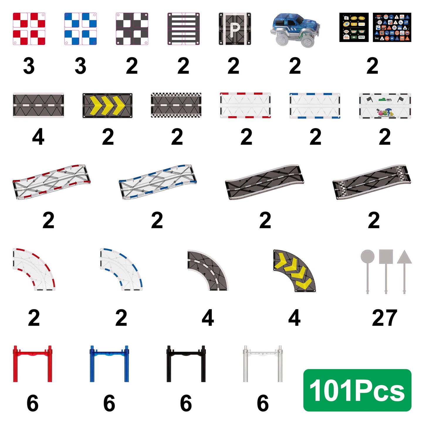 101pcs Car Track Tiles Racing Set