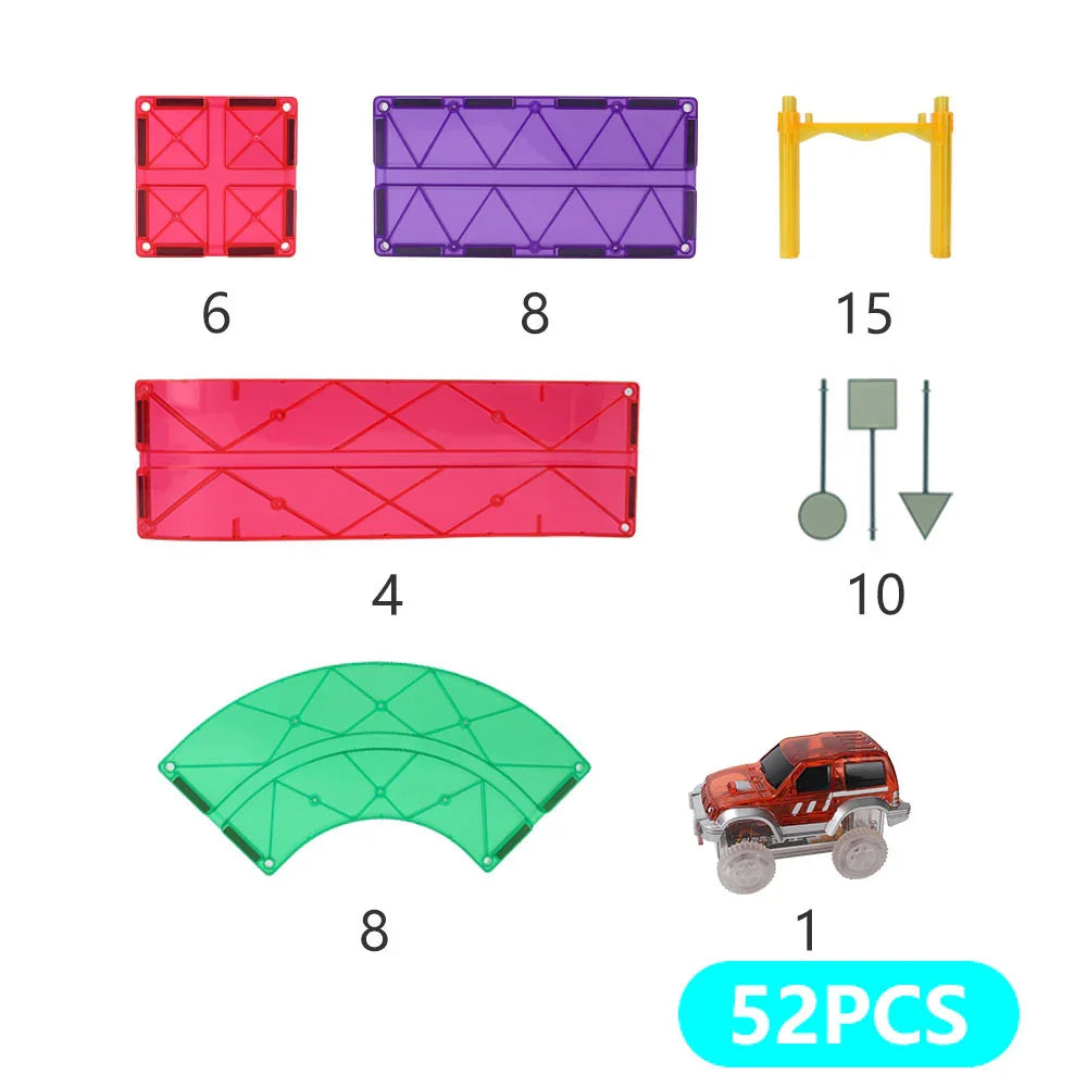 52pcs Car Track Tiles Rainbow Set