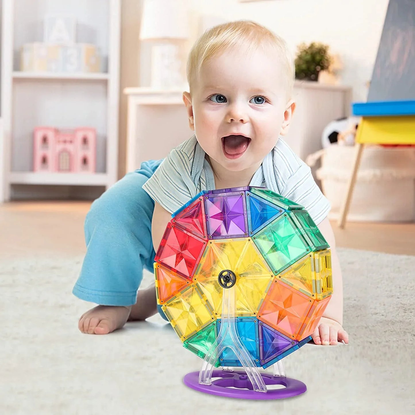 46pcs Tiles Rainbow Ferris Wheel Model Building Set