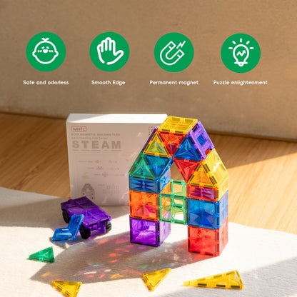 62pc Rainbow Magnetic Tiles Set