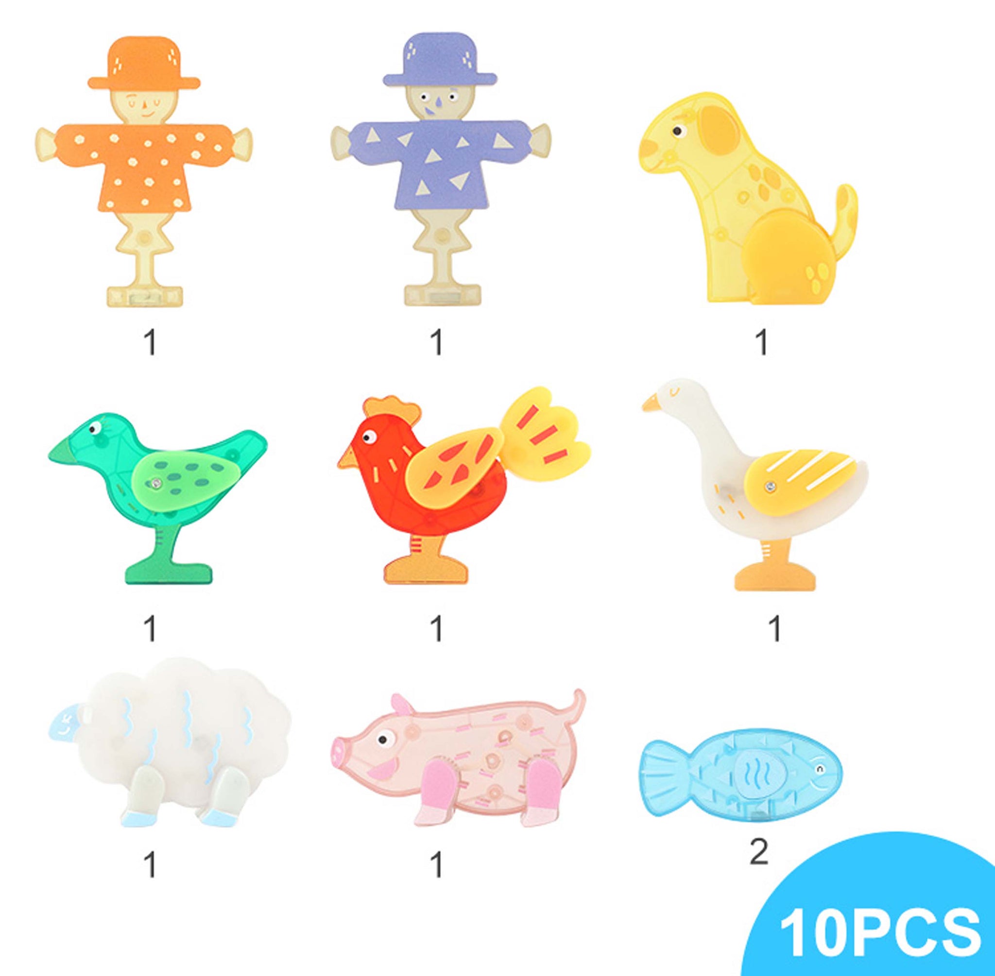 10 PCS Animal Figures Pack-The Farm Themed Set