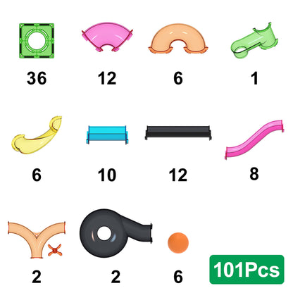 Magnetic Tiles Marble Run 101 pcs Fluorescent color