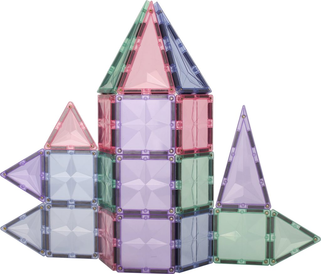 MNTL Magnetic Tiles 56pc Tiles Set (3 colour variants: Rainbow, pastel ...