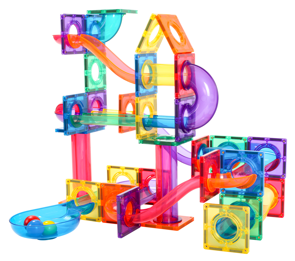 MNTL Magnetic Tiles Marble Run 100pcs Rainbow Tubes Set – MNTL Magnetic ...