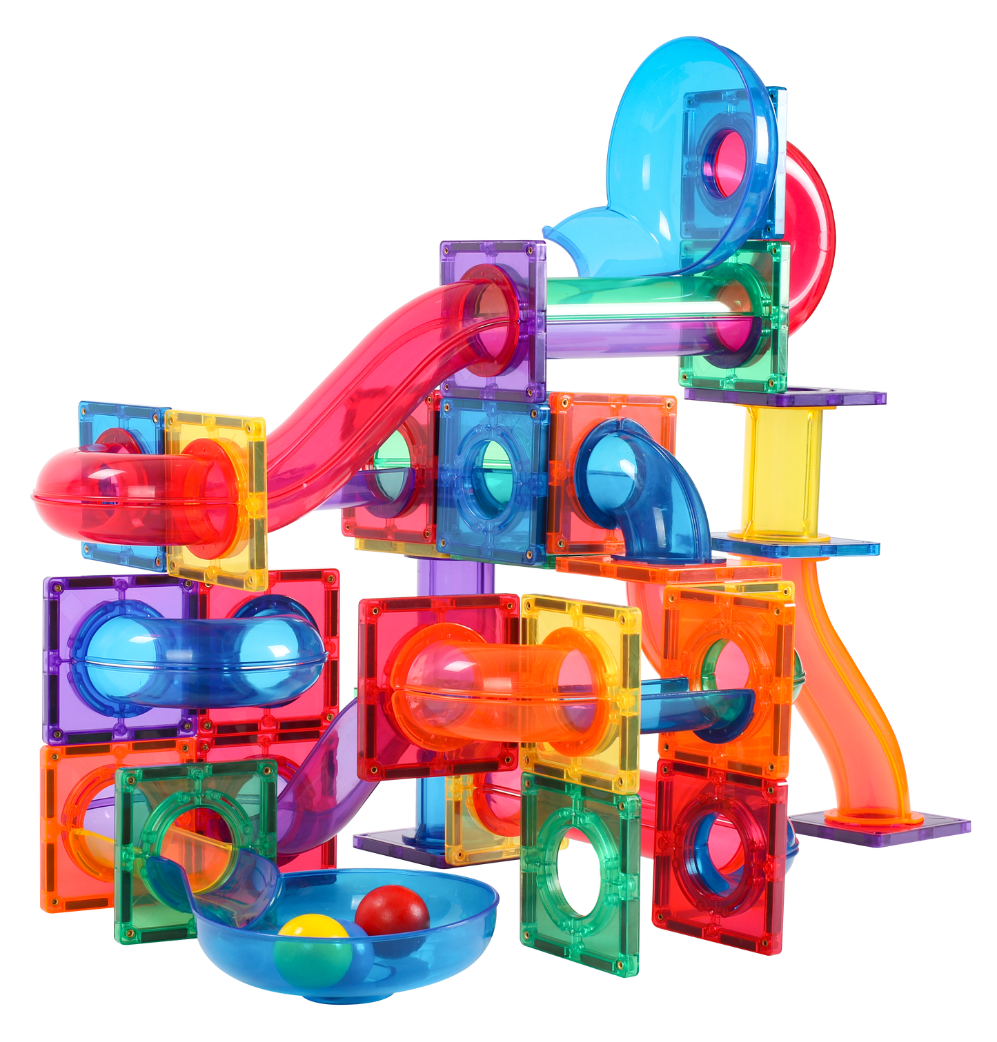 100pcs Rainbow Tubes Marble Run Set
