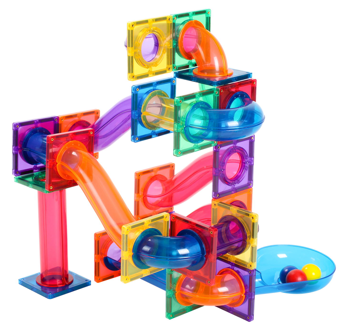 100pcs Rainbow Tubes Marble Run Set