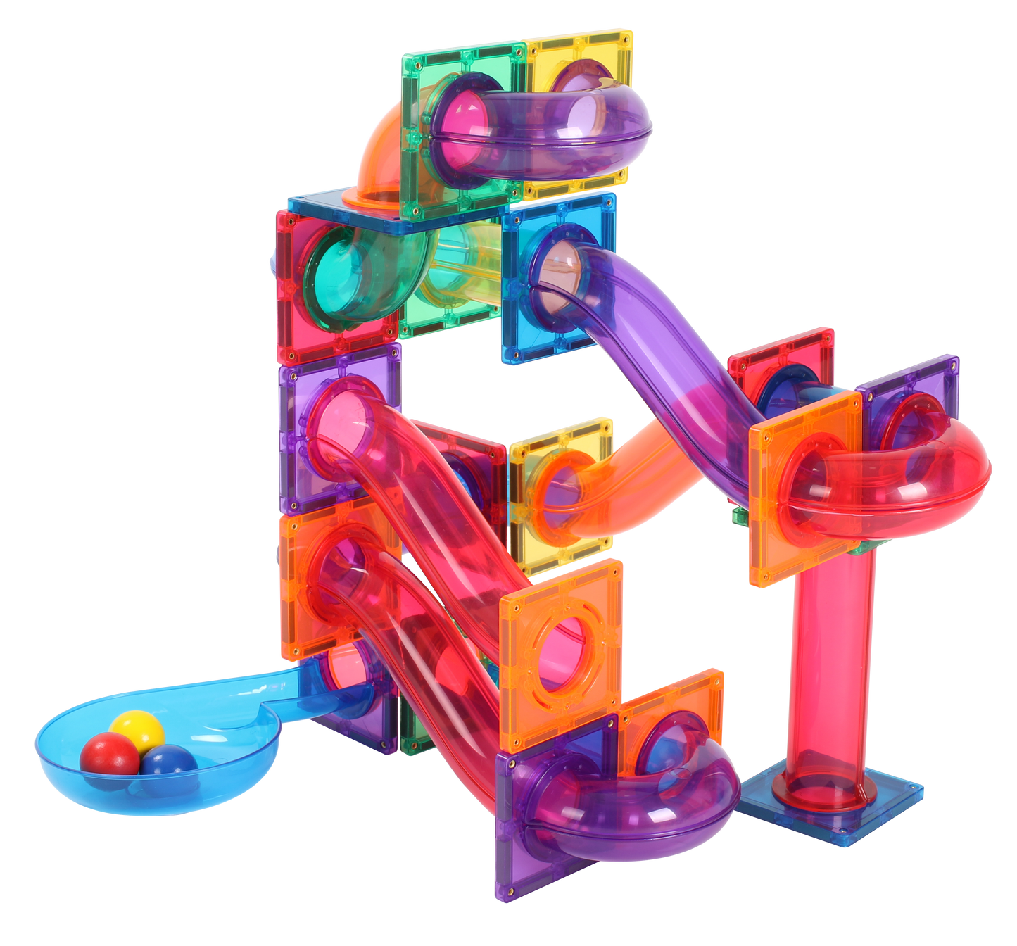 100pcs Rainbow Tubes Marble Run Set