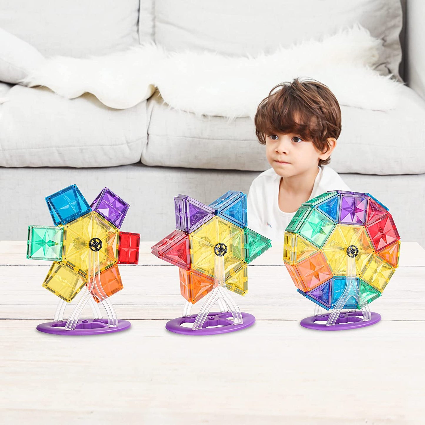 46pcs Tiles Rainbow Ferris Wheel Model Building Set