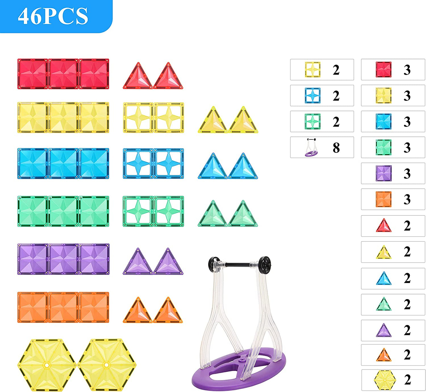 46pcs Tiles Rainbow Ferris Wheel Model Building Set